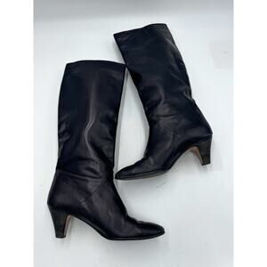 Pappagallo Size 10 Black Leather Kitten Heel Boots